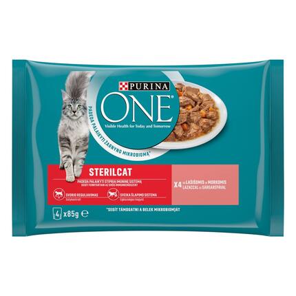 PURINA ONE® STERILCAT, minifileed kastmes lõhe ja porgandiga, kiisueine