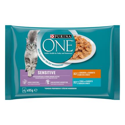 PURINA ONE® SENSITIVE, minifileed kastmes kana ja tuunikalaga, kiisueine
