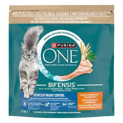 PURINA ONE® STERILCAT WEIGHT CONTROL, rohke kanaga, kuiv kassitoit