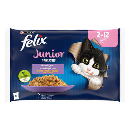 FELIX® FANTASTIC JUNIOR kana ja lõhega tarrendis, kiisueine