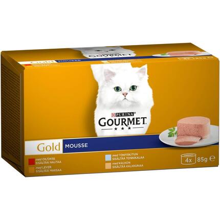 GOURMET® GOLD pasteet kassidele valik veise, tuunikala, maksa ja kalkuniga 4x85g