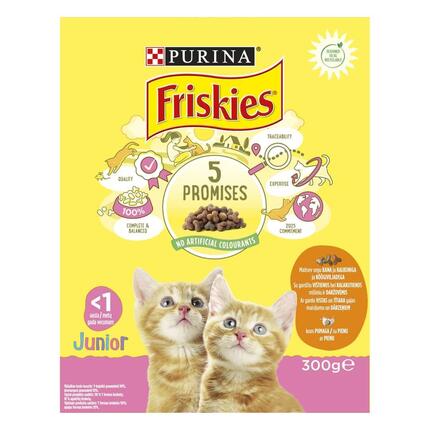 FRISKIES® JUNIOR kuiv kassitoit kana, kalkuni, köögiviljade ja piimaga 300g