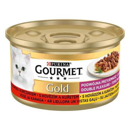 GOURMET® GOLD DOUBLE PLEASURE kiisueine veise ja kanaga 85g