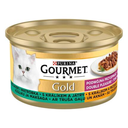 GOURMET® GOLD DOUBLE PLEASURE kiisueine küüliku ja maksaga 85g