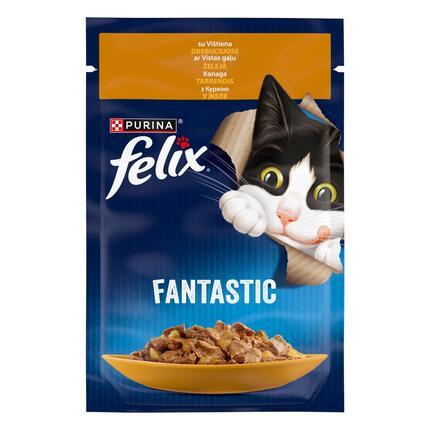 FELIX FANTASTIC täissööt täiskasvanud kassidele kanaga tarrendis 85g