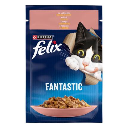 FELIX FANTASTIC täissööt täiskasvanud kassidele lõhega tarrendis 85g