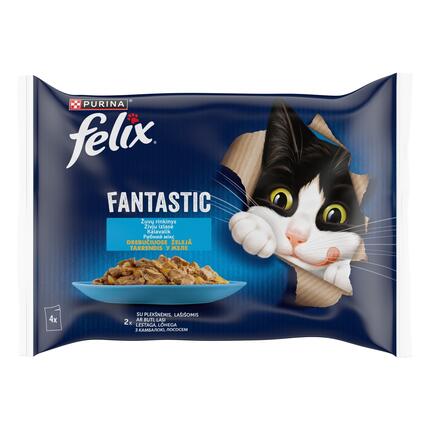 FELIX FANTASTIC täissööt täiskasvanud kassidele kalavalik tarrendis 4x85g