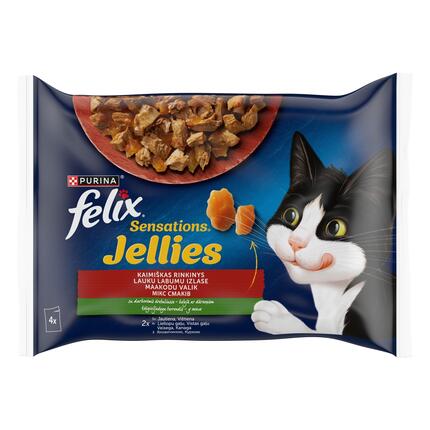 FELIX SENSATIONS täissööt täiskasvanud kassidele maakodu valik tarrendis 4x85g
