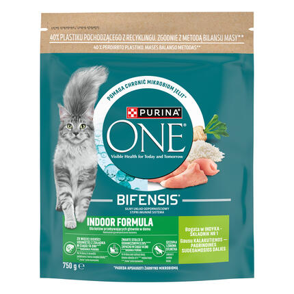 PURINA ONE® INDOOR, rohke kalkuniga, kuiv kassitoit