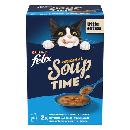 FELIX Soup Time Original täiendsööt täiskasvanud kassidele kalavalik 6x48g