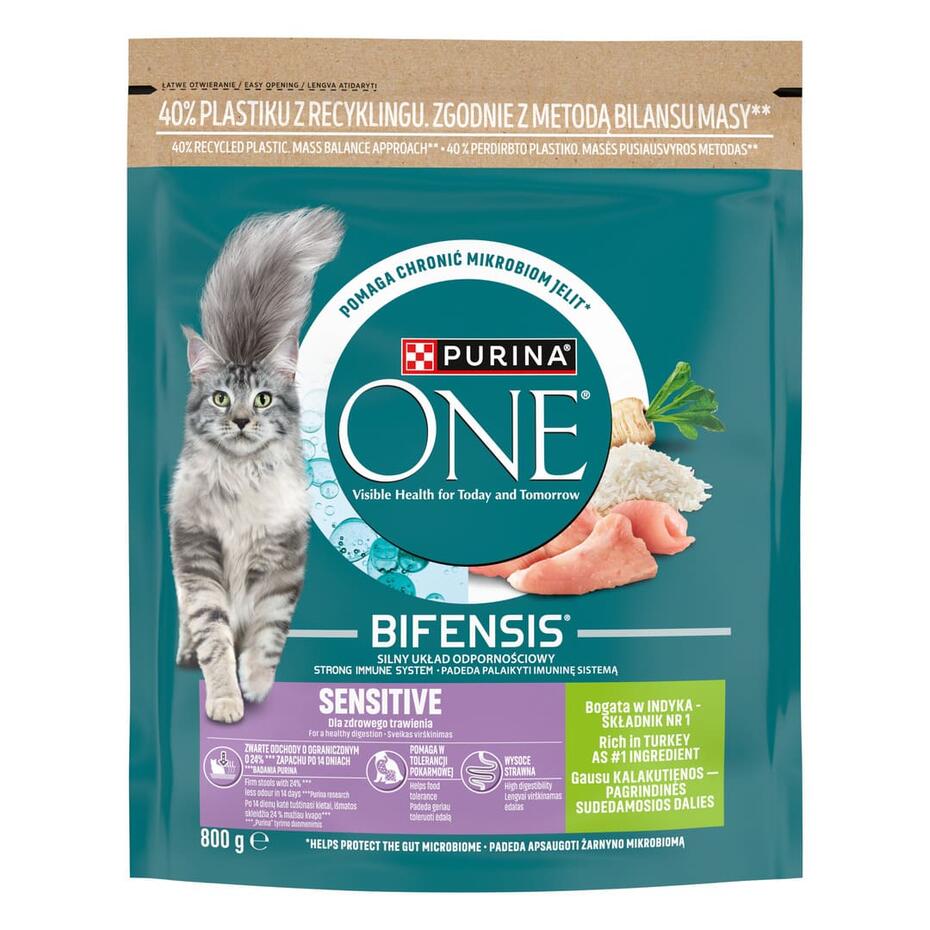 PURINA ONE® SENSITIVE, rohke kalkuni ja riisiga, kuiv kassitoit