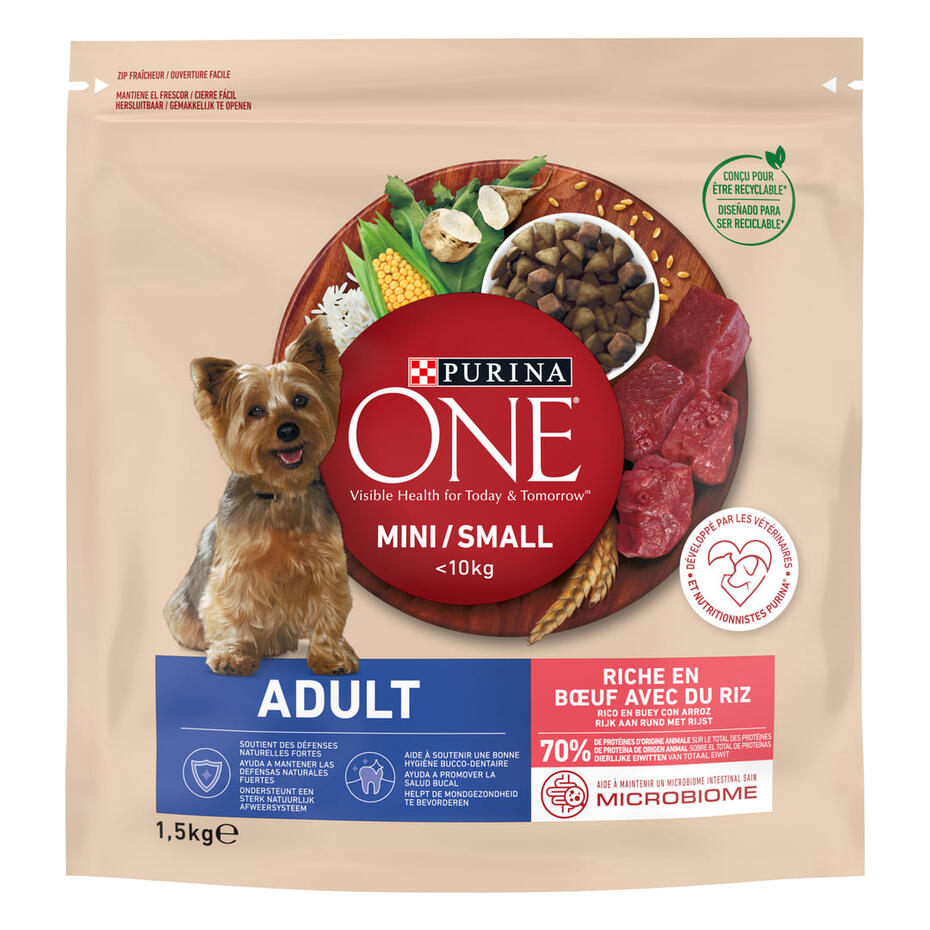 Purina ONE® MINI/SMALL < 10 kg Adult rohke veise ja riisiga, kuiv koeratoit
