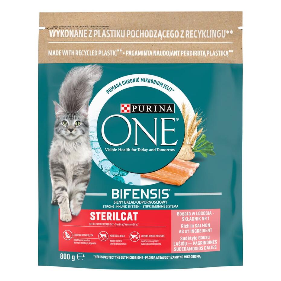 PURINA ONE® STERILCAT, rohke lõhega, kuiv kassitoit
