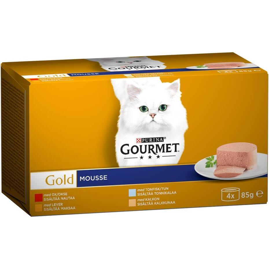GOURMET™ GOLD pasteet kassidele valik veise, tuunikala, maksa ja kalkuniga 4x85g