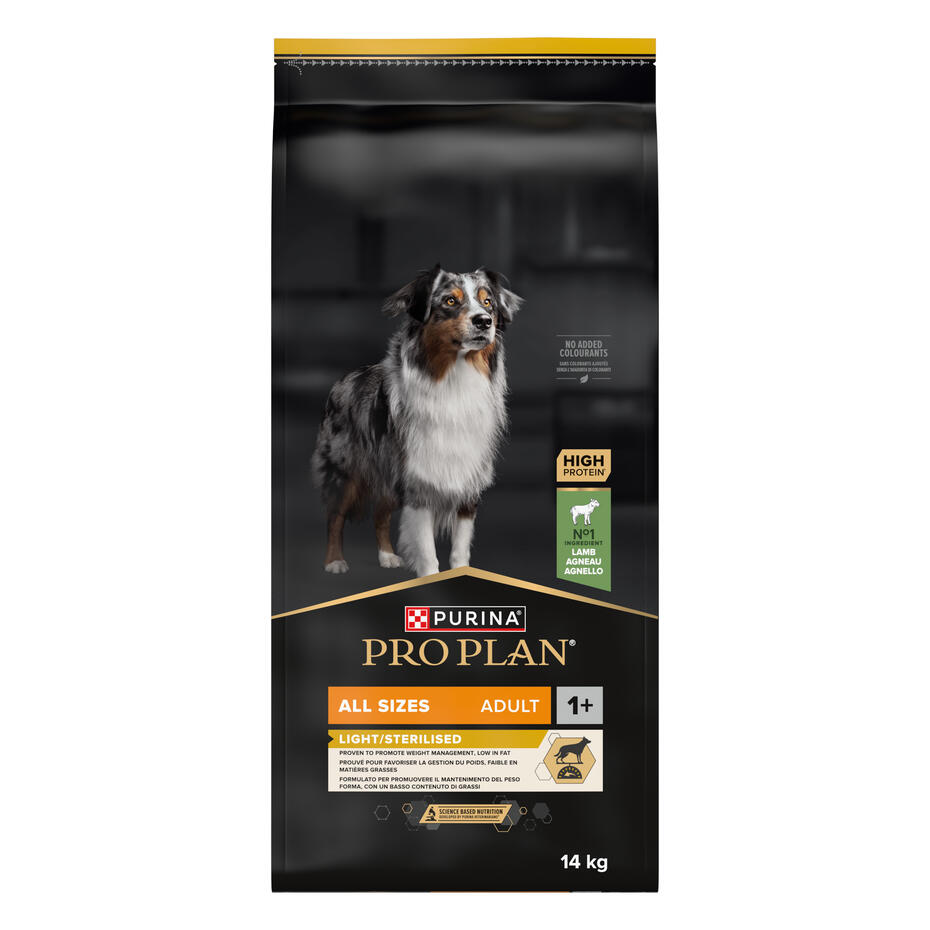 PURINA® PRO PLAN® All Sizes Adult Dog Light/ Sterilised rohke lambaga