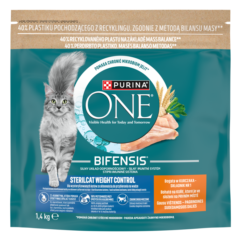 PURINA ONE® STERILCAT WEIGHT CONTROL, rohke kanaga, kuiv kassitoit