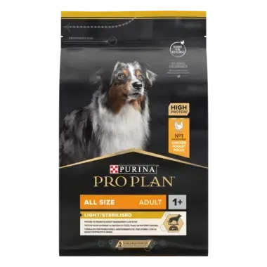 PURINA® PRO PLAN® All Sizes Adult Dog Light/ Sterilised rohke kanaga