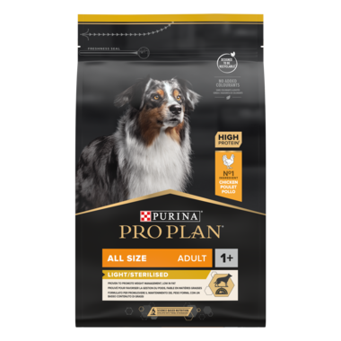 PURINA® PRO PLAN® All Sizes Adult Dog Light/ Sterilised rohke kanaga