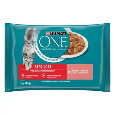 PURINA ONE® STERILCAT, minifileed kastmes lõhe ja porgandiga, kiisueine