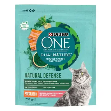 Purina ONE® Dual Nature® Sterilcat, lõhe ja SPIRULINAGA, kuiv kassitoit