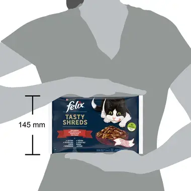 FELIX® TASTY SHREDS Kodutalu valik kastmes (veis, kana), kiisueine