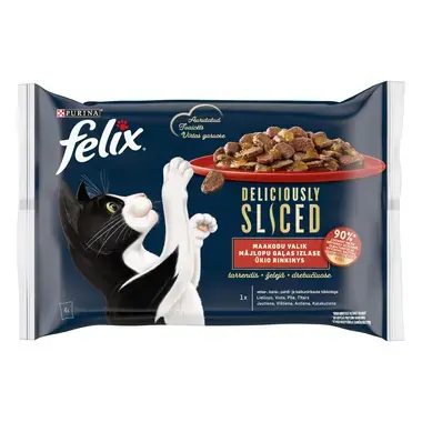 FELIX® Deliciously Sliced Lihavalik (veis, kana, part, kalkun), kiisueine