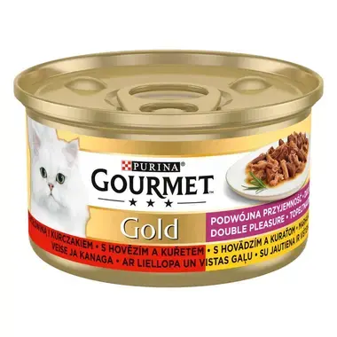 GOURMET® GOLD DOUBLE PLEASURE kiisueine veise ja kanaga 85g