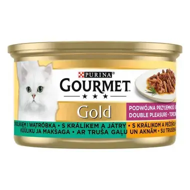 GOURMET® GOLD DOUBLE PLEASURE kiisueine küüliku ja maksaga 85g