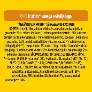 FRISKIES® kuiv kassitoit kana ja köögiviljadega 1kg
