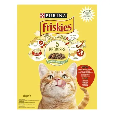 FRISKIES® kuiv kassitoit veise, kana ja köögiviljadega 1kg