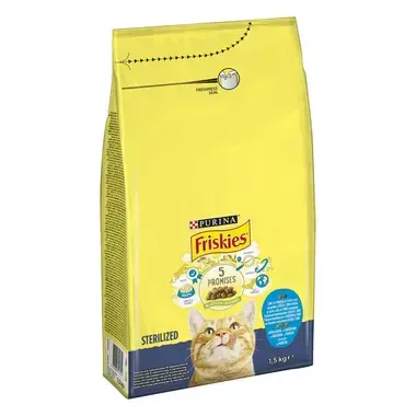 FRISKIES® STERILE kuiv kassitoit lõhe, tuunikala ja köögiviljadega 1.5kg