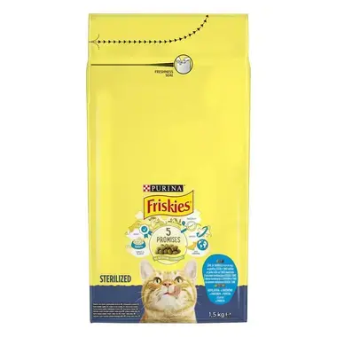 FRISKIES® STERILE kuiv kassitoit lõhe, tuunikala ja köögiviljadega 1.5kg