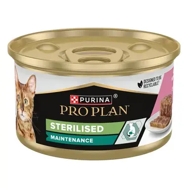PURINA PRO PLAN STERILISED MAINTENANCE pasteet steriliseeritud kassidele, tuunikala ja lõhega
