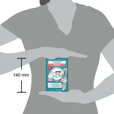Lõhemaitseline PURINA ONE® HYDRALIFE™ – täiendsööt, mis aitab toetada sinu kassi veetarbimist