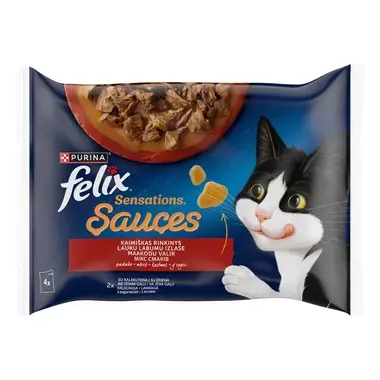 FELIX SENSATIONS täissööt täiskasvanud kassidele Maakodu valik kastmes 4x85g