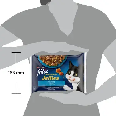 FELIX SENSATIONS täissööt täiskasvanud kassidele kalavalik tarrendis 4x85g