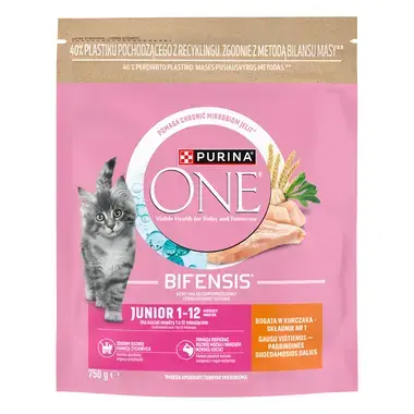 PURINA ONE® JUNIOR, rohke kanaga, kuiv kassitoit