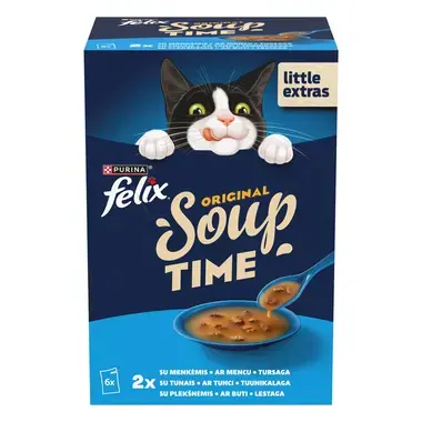FELIX Soup Time Original täiendsööt täiskasvanud kassidele kalavalik 6x48g