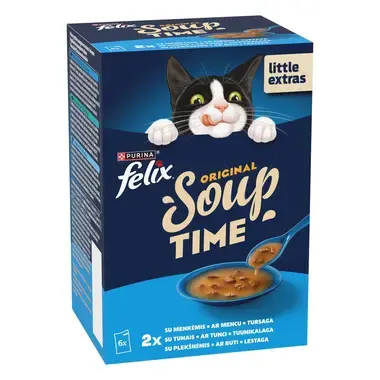 FELIX Soup Time Original täiendsööt täiskasvanud kassidele kalavalik 6x48g