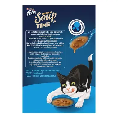 FELIX Soup Time Original täiendsööt täiskasvanud kassidele kalavalik 6x48g